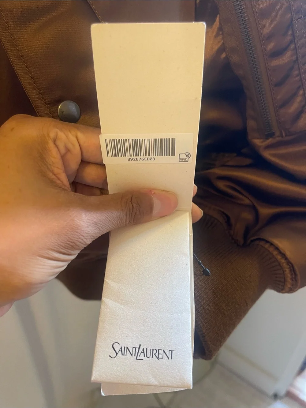 Saint Laurent Brown Satin-Look Bomber Jacket